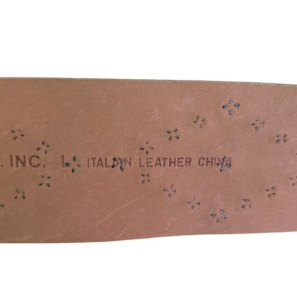 Another Line Inc. Metallic Gold Italian Leather Studded Wide Belt Side Large - Picture 6 of 7